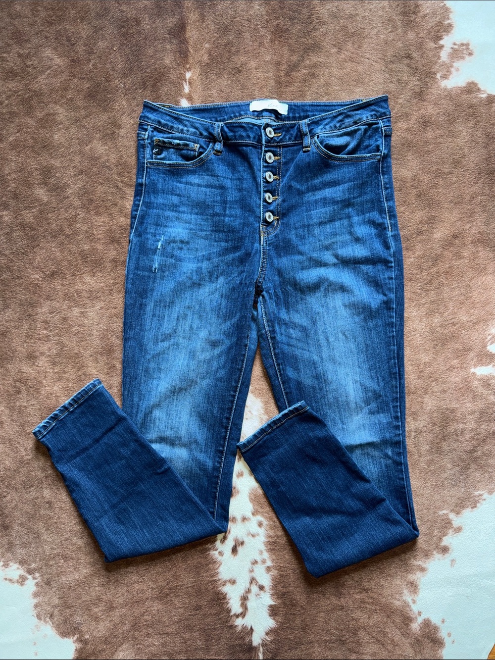 KanCan Dark Blue Skinny Button-Fly Jeans